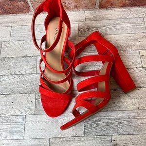 Orange Strappy Chunky Heels